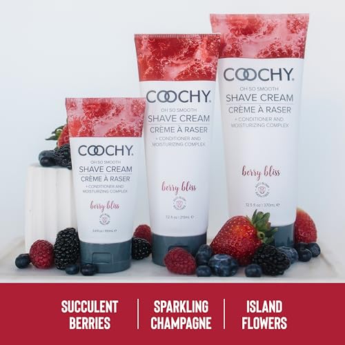 Coochy Shave Cream - Moisturizing Shave Lotion - Gentle Intimate Shaving Cream - For Bikini Area, Underarms, Legs & More - Rash-Free, Hydrating Formula - Berry Bliss - 3.4 oz