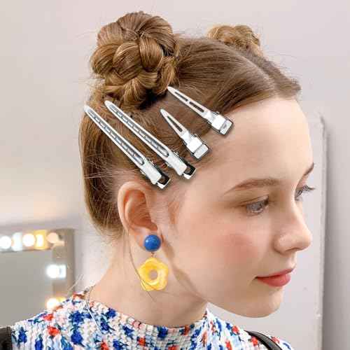 75pcs Duck Biled Hair Clips for Women, Duckbill & Metal Hair Clips for DIY Styling, Silver Hair Pins with Storage Case - Salon & Home Hair Accessories for Cutting, Rolling Long Hair