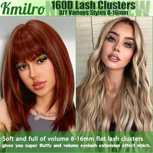 Colored Lash Clusters 160D Fluffy Cluster Eyelash Extensions 8-16mm Waterproof D Curl Volume Eyelash Clusters 280Pcs 4 Colors Individual Lashes Soft Wispy False Eyelashes DIY Lash Extension, by Kmilro