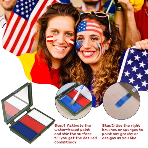 Face Paint Kit with Brushes - 3 Colors for Sports & Events