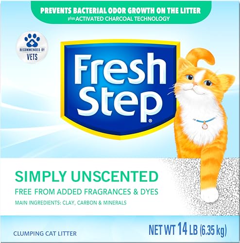 Fresh Step Clumping Cat Litter, Unscented, Long Lasting Odor Control Kitty Litter with Activated Charcoal, 14 lb