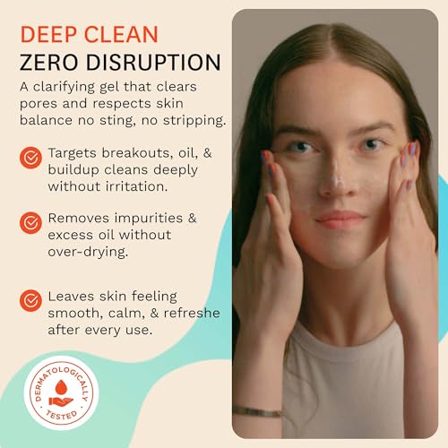 Fig.1 Clarifying Gel Cleanser | AHA BHA Tea Tree Oil Formula for Oily & Sensitive Skin Face wash | Deep Pore Cleansing, Dermatologist-Tested for Acne Prone, Vegan & Refillable Skincare Solution, 100ml