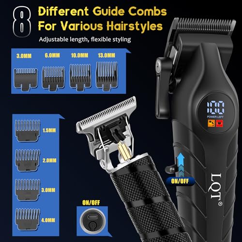 LQT Black Men's Cordless 4-in-1 Hair Clipper & Trimmer Kit with LED Display