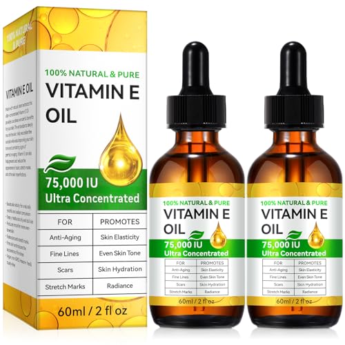 Vitamin E Oil 75,000 IU - Pure & Natural Skin & Hair Care - Moisturizing for Face, Body, Sars and Scalp 4 Fl Oz