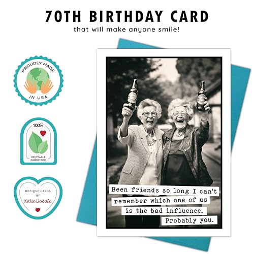 Katie Doodle - Funny, 60th Birthday Card, 70th Birthday Card, 80th Birthday Card, (Handmade in USA), 75th Birthday Card, 100th Birthday Card, 65th Birthday Card, 90th Birthday Card for Women