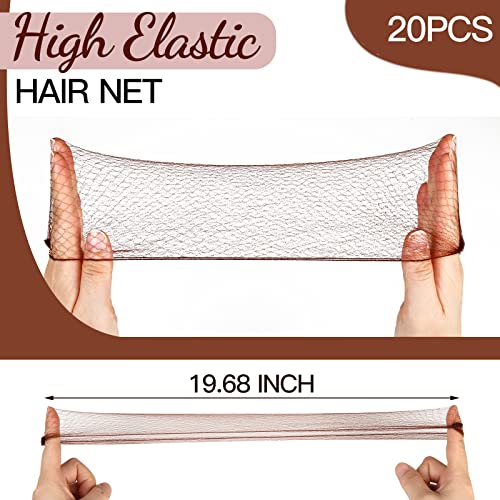 Brown Hair Net & U-Pins Set (20 Nets + 40 Pins)