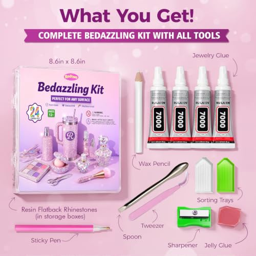 Redtwo 40000 Rhinestones 3mm Flatback Kit with Glue & Tools