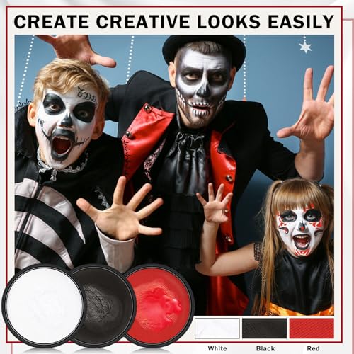 Clown Makeup Kit,Red Black and White Face Painting Kit Professional,Water Based Paint Halloween Makeup,Clown Face Paint for Kids and Adults,Zombie Joker Vampire Make up