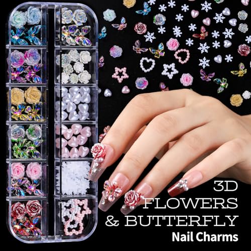 Teenitor DIY Nail Art Kit with 3D Charms, Rhinestones, Brushes & Stands