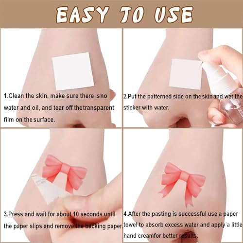 Pink Bow Temporary Tattoos 144PCS Party Favors