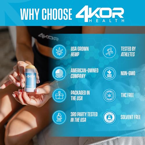 4KOR Hemp Infused Balm Stick – Cooling & Warming Topical, 1 oz