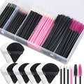 Disposable Makeup Applicator Kit with Triangle Puffs, Mascara Wands, Lip Applicators & Eyeliner Brushes