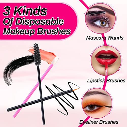 Disposable Makeup Applicator Kit with Triangle Puffs, Mascara Wands, Lip Applicators & Eyeliner Brushes