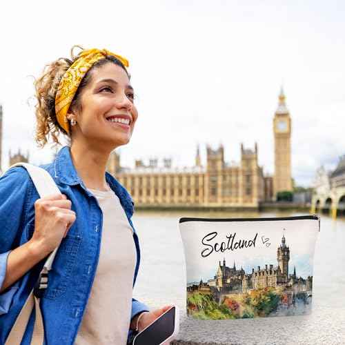 Scotland Makeup Bags Gifts for Women, Scotland Souvenirs Themed Gifts Cosmetic Bag, City Travel Essentials Gifts for Girls Besties Best Friend Bff Sister Daughter
