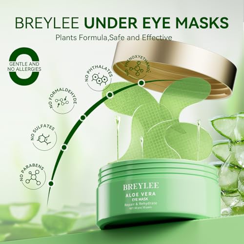 BREYLEE Aloe Vera Eye Masks – 60 Pcs for Dark Circles
