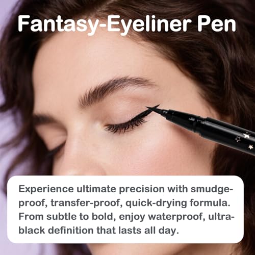 Beauty Fantasy Eyeliner Pen ? Ultra-Fine Felt Tip, Waterproof & Smudge-Proof Liquid Eyeliner, 24H Long Wear, Jet Black, Quick-Drying, Cruelty-Free, 0.01 FL.OZ/0.4 ML