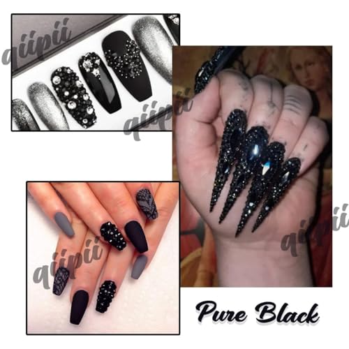Black Resin Rhinestones 3mm Bulk for Nail Art & Crafting - Pure Black SS10