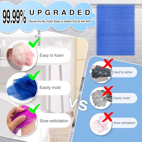 4 Pack African Net Exfoliating Body Scrubber for Shower - Vibrant Colors