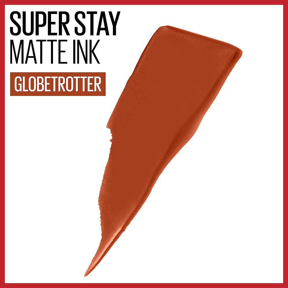 Maybelline Super Stay Matte Ink Liquid Lipstick Makeup, Long Lasting High Impact Color, Up to 16H Wear, Globetrotter, Brown Beige, 1 Count