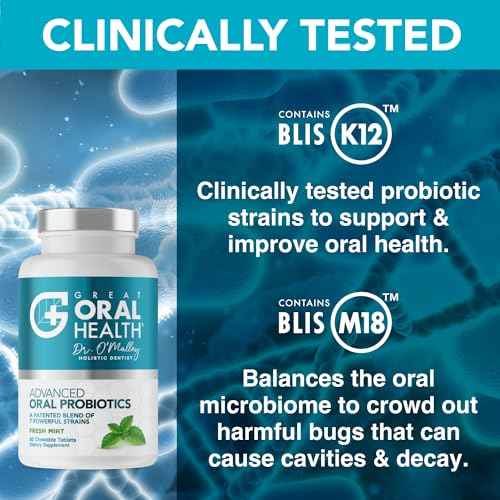 Oral Probiotics for Mouth Bad Breath Treatment for Adults: Dentist Formulated BLIS K12 M18 Advanced Oral Probiotics for Teeth and Gums, 60 Chewable Oral Health Probiotics Supplement Tablets (Mint 2pk)