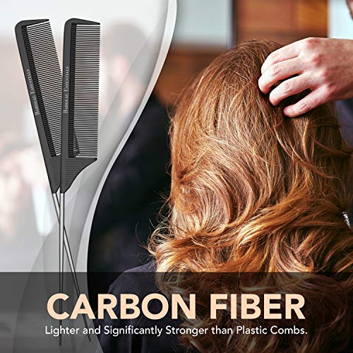 Professional 8.8" Tail Comb - Carbon Fiber & Stainless Steel