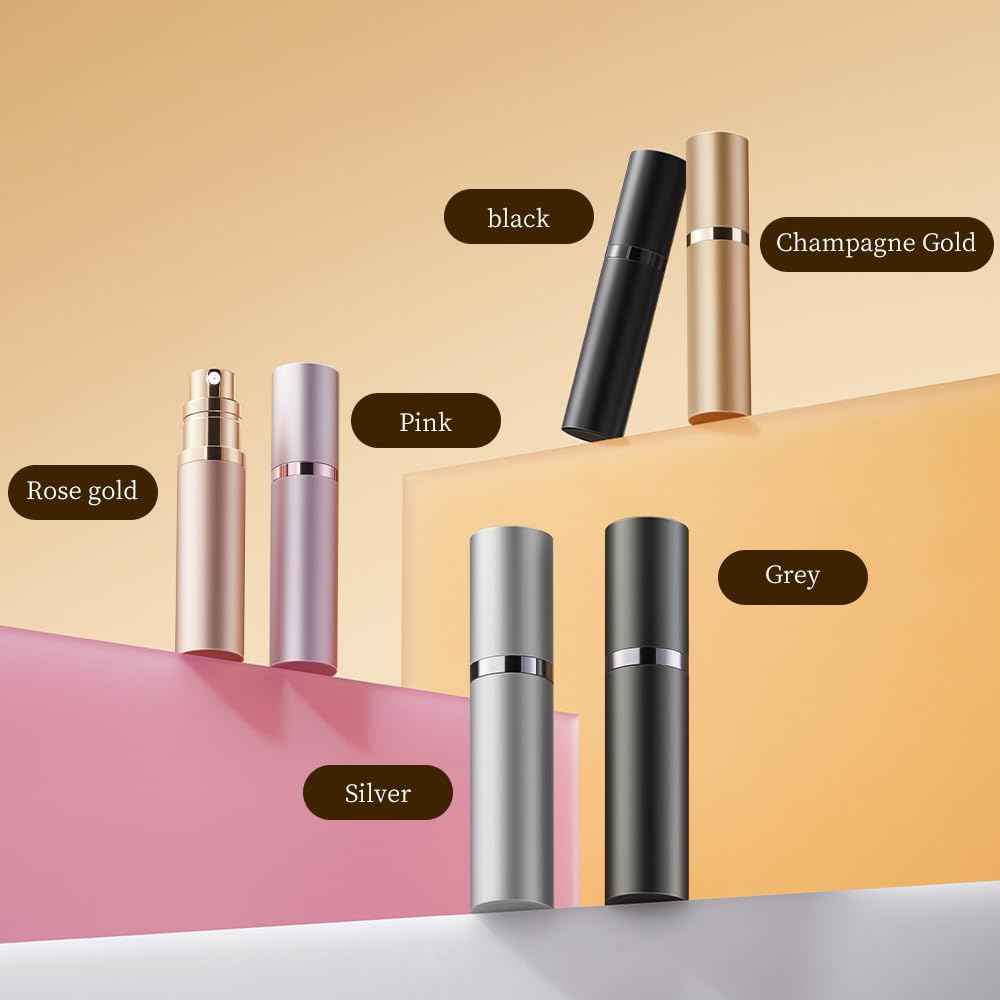 DIOHIO 5ml Perfume Atomizer Travel Refillable, 3PCS Perfume Travel Refillable Bottle,Bottom-Filling Fragrances Perfumes Bottle,Mini Cologne Dispenser,Portable Sprayer (Black-Grey-Purple