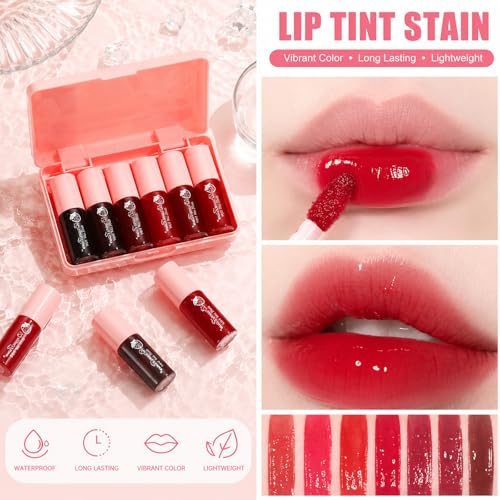 6-Color Lip Tint Stain Set, Waterproof Liquid Lipstick