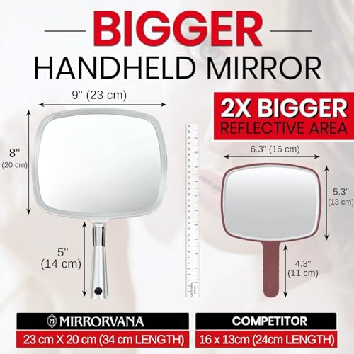 9" x 13" Professional Hand Mirror with Ergonomic Handle