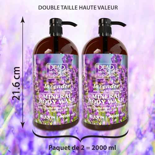 Dead Sea Collection Lavender Body Wash for Women and Men - with Pure Dead Sea Minerals and Lavender Oil - Gentle Cleanses and Moisturizes Skin (33.8 fl. oz)