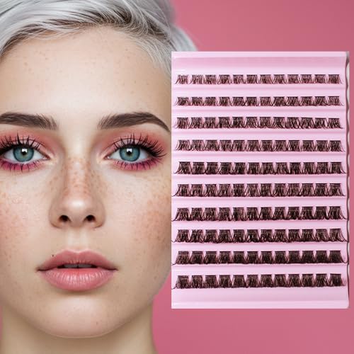 False lashes Valentine's Day Lash Clusters Kit-Wispy Lash Clusters Manga Lashes Kit D Curl Natural Fluffy Wispy Eyelash Extensions,Individual DIY Natural Cluster Lashes (110PCS - 8/10/12mm)