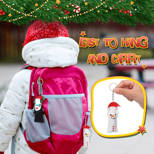 Cunno 18 Pcs Christmas Lipstick Holder Keychains Gifts Reindeer Snowman Elk Penguin Sleeve Christmas Felt Holder Keychains Santa Handmade Lip Balm Lipstick Sleeve for Girls Women