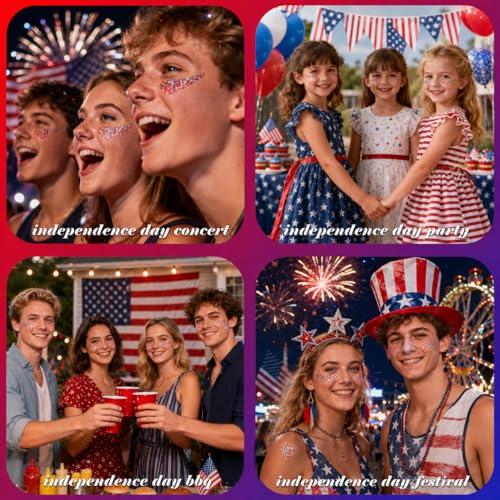 MEICOLY 50g Red White Blue Star Body Glitter - 4th of July
