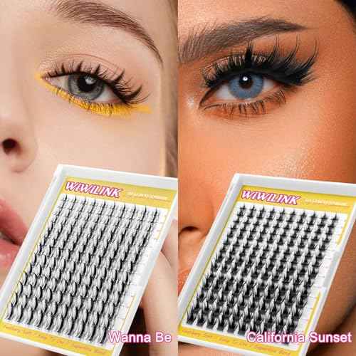 Manga Lash Clusters 8-18mm Fairy Eyelash Clusters DIY Lash Extension Spikes 0.3mm Wispy Natural Individual Cluster Eyelash Extensions D Curl, California Sunset