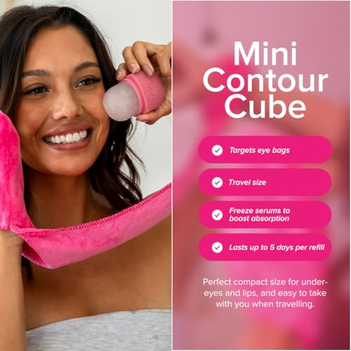 Contour Cube Mini - Revolutionary Ice Roller for Sculpting & De-Puffing - Face Ice Roller & Massager - Ice Mold for Face - Compact Skin Care Tools for Daily Skincare & Travel - Original Pink