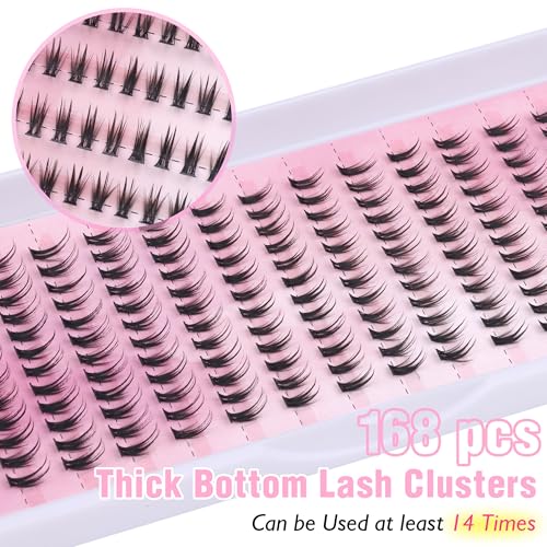 Winifred Bottom Lash Clusters Thick Volume Lower Lash Extension DIY Individual Lashes Bottom Clusters Lashes for Cluster Eyelash Extensions (168pcs)
