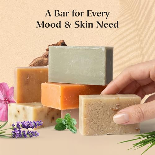 Organic Soap Bar Set - 6 Pack, Cold Process Natural Bar Soap for Women & Men for Sensitive Skin, Body, Face and Hands, Leaping Bunny Certified, Aromatherapy Bath & Shower Gift Set, Made in USA