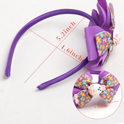 Ecuupas Easter Headbands Egg Hairband Purple Bow Hair Hoop Design Hair Accessories for Women Girls Toddler Head Easter Wear Gifts