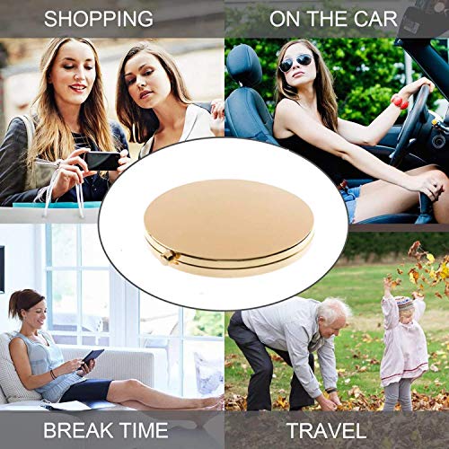 Gold Magnifying Compact Mirror for Purses - 2x & 1x Folding Travel Makeup Mirror