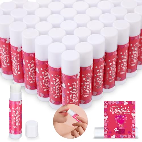 Demissle Valentine's Day Party Favors for Kids Classroom Lip Balms Bulk Peppermint Lip Care Products Moisturizing Lip Balm Valentines Love Heart Classroom Exchange Party Gifts for Boys Girls (50 Pcs)