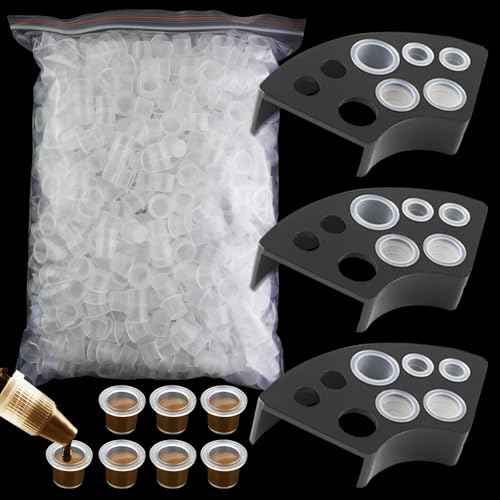 Rayyl 300Pcs Tattoo Ink Caps with 3Pcs Tattoo Ink Cups Holders - Included 100 Small 100 Medium 100 Large Tattoo Ink Caps and 3Pcs Ink Cups Holders for Tattoo Supplies Tattoo Kit¡¦