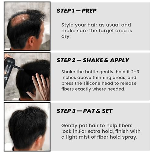 Adglamful Hair Fibers Spray for Thinning Hair - Black, 1.05 oz / 30g, Long-Lasting & Undetectable