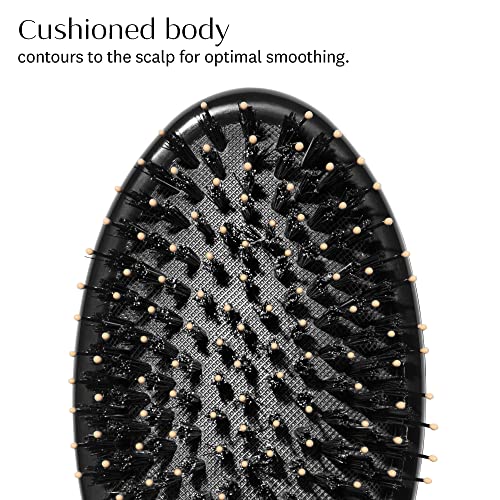"T3 Polish & Shine Premium Vegan Boar and Nylon Oval Hairbrush with Dual Bristle Design for Smoothing and Detangling"