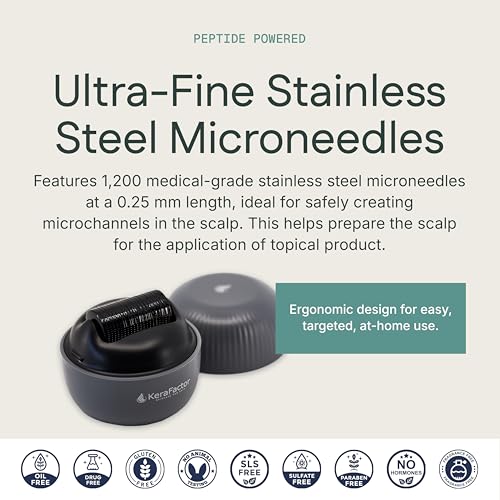 KeraFactor KeraRoller Scalp Microneedling Device - 1200 Stainless Steel Needles