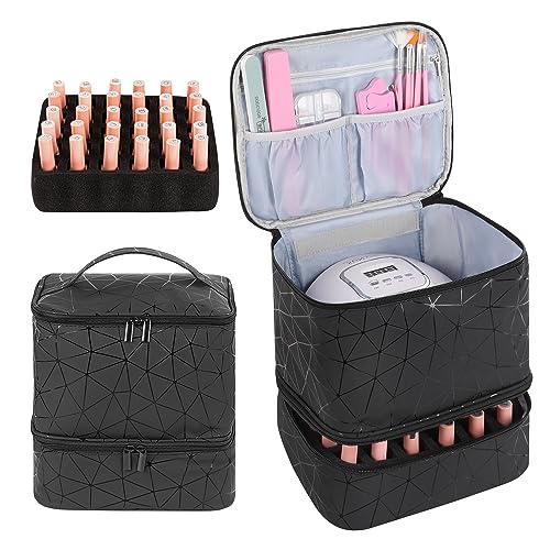Nail Polish Storage Organizer Bag - Holds 30 Bottles, Black