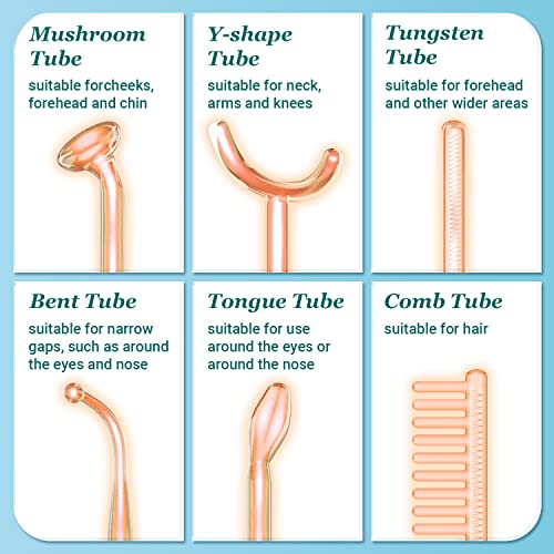 UUPAS High Frequency Facial Wand with 6 Orange Tubes