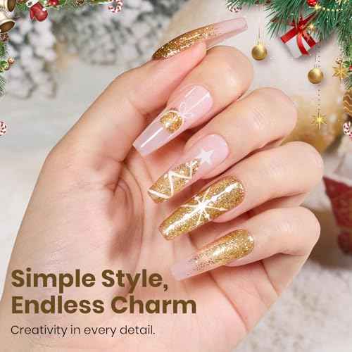 Beetles Gold Gel Nail Polish ? Starlit Gold Sparkling Glitter Reflective Purple Gel Polish 15ml UV/LED Soak Off Long Lasting Christmas Nail Art Home DIY Salon