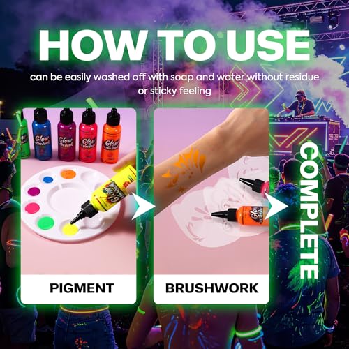 UV Blacklight Neon Face & Body Paint - Fluorescent Glow