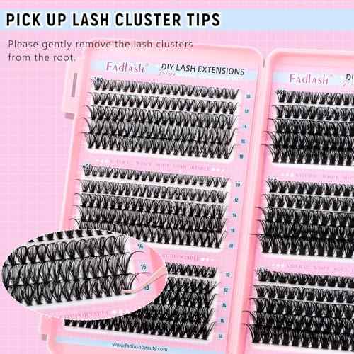 Eyelash Clusters 30D+40D+50D+60D+80D+100D Individual Lashes Extensions D Curl Wispy Lash Clusters 10-18mm Natural Fluffy Cluster Eyelash DIY Eyelash Extensions for Beginners