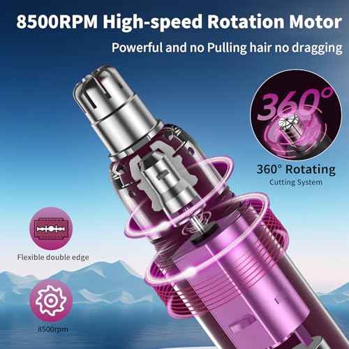 2025 Rechargeable Nose and Ear Hair Trimmer with LED Dispaly for Women Men,4 in 1 Painless Eyebrow & Facial Hair Trimmer with Powerful Motor,Ladies Wet & Dry Electric Razor (White)