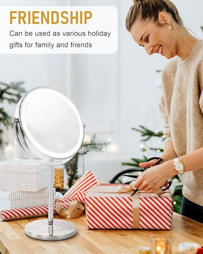 Lighted Makeup Mirror with 1X/10X Magnification & 3 Color Lights